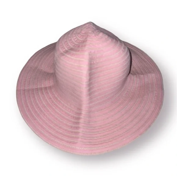 🛍️SALE🛍️ Packable Wide Brim Crotchet Bucket Sun Hat in Baby Pink - Picture 2 of 7